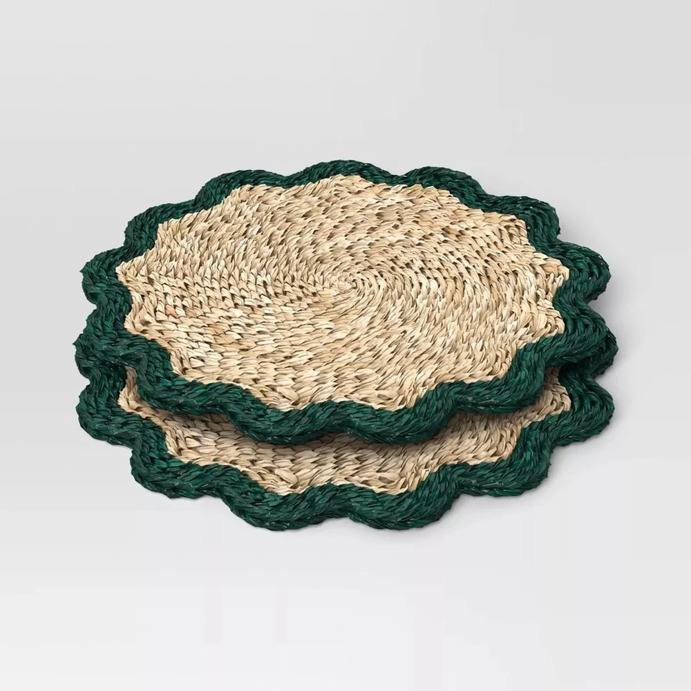 2pk Woven Seagrass Charger Placemat Green - Threshold